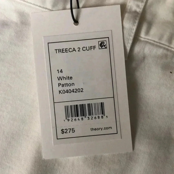 NWT Theory White Treeca 2 Cuff Patton Pant. Size 14 - Picture 6 of 8